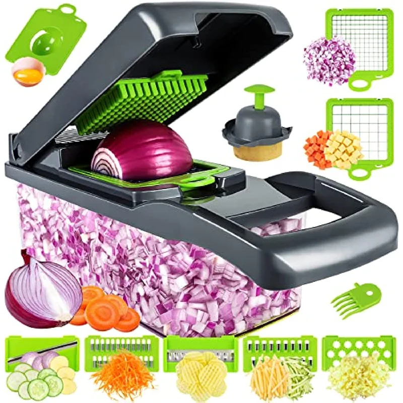 Multifunctional 13 in 1 Food Chopper With 8 Blades,Carrot and Garlic Chopper With Container