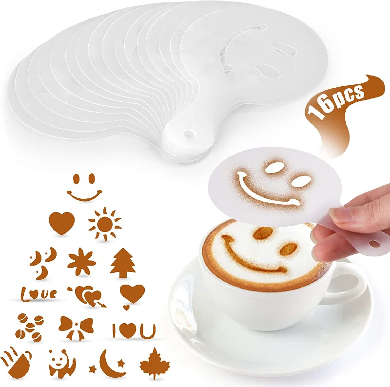 Plastic Stencils for Latte Art 16 Pack