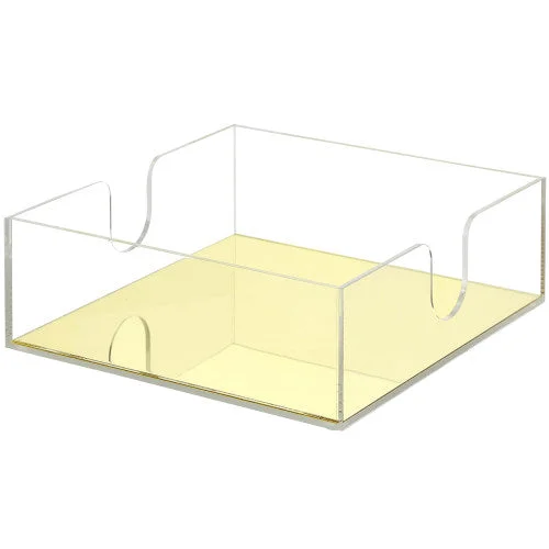 Premium Clear Acrylic Napkin Holder w/ Brass Tone Base