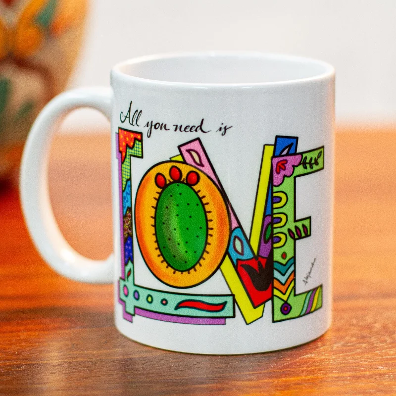 Printed Ceramic Mug with Love Motif - All You Need is Love