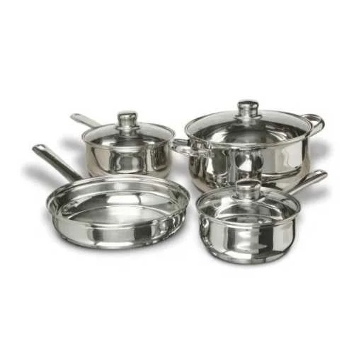 7-Piece Stainless Steel Cookware Set with Tempered Glass Lids