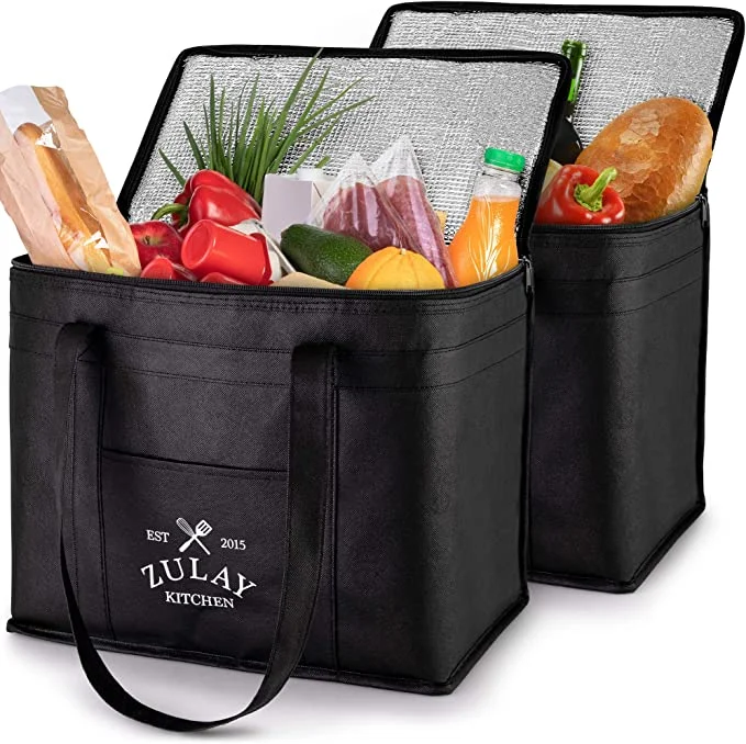 Reusable Heavy Duty Insulated Food Delivery Bag With Longer Handles & Reinforced Bottom