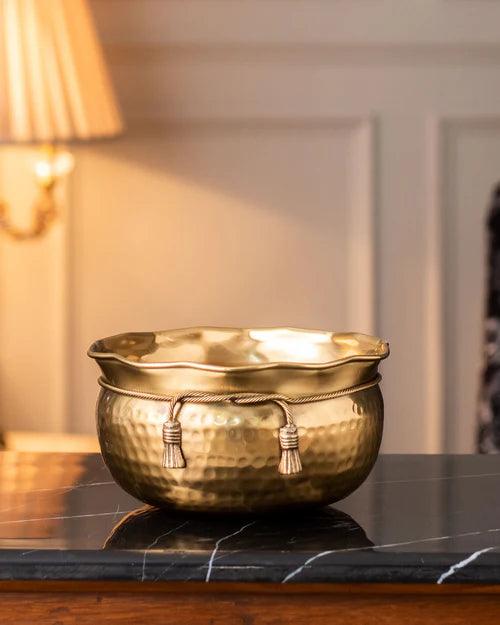 'Ribbon' Handcrafted Brass Bowl 7"