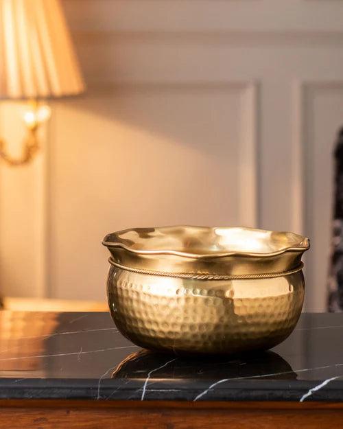 'Ribbon' Handcrafted Brass Bowl - 8"