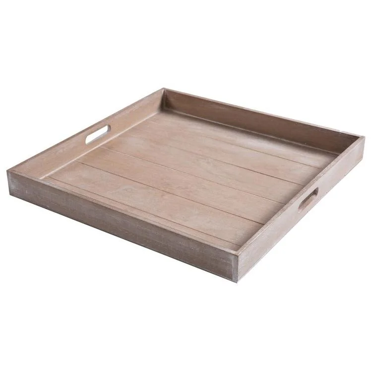 Rustic Brown Square Wood Serving Tray