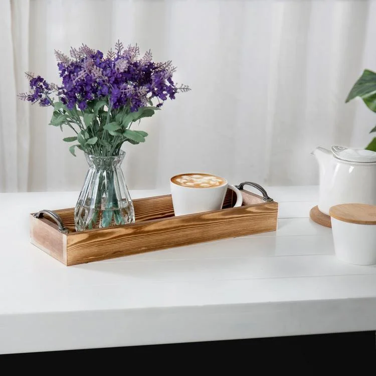 Slim Rustic Serving Tray with Antique Handles, Toilet Tank Tray