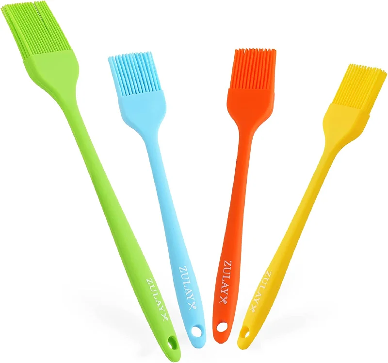 (Set of 4) Heat Resistant Silicone Basting Brush With Soft Flexible Bristles