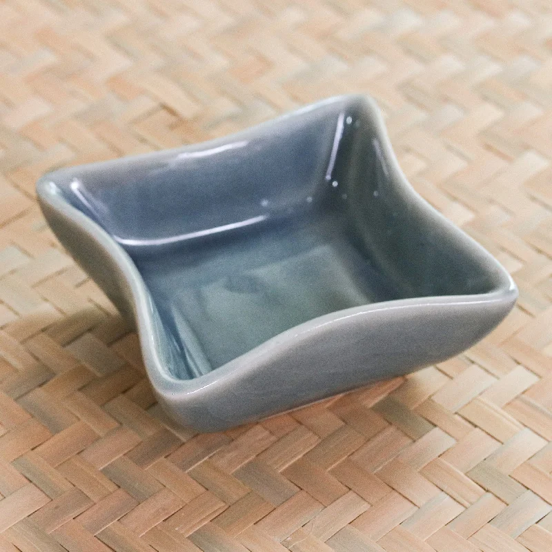 Small Blue Square Ceramic Bowl - Thai Kitchen in Blue