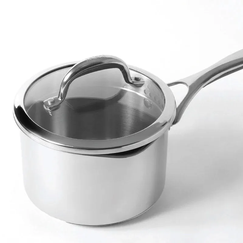 Meyer Stainless Steel Straining Saucepan | Safe For All Cooktops | 1.95 ltr , 2.73 ltr