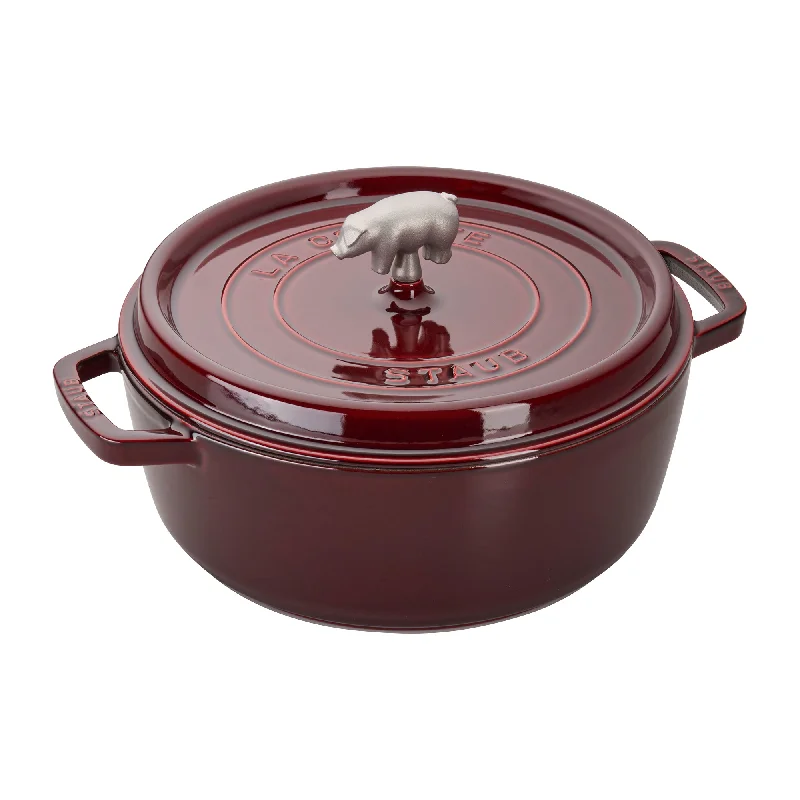 Staub Cast Iron 6-qt Cochon Shallow Wide Round Cocotte