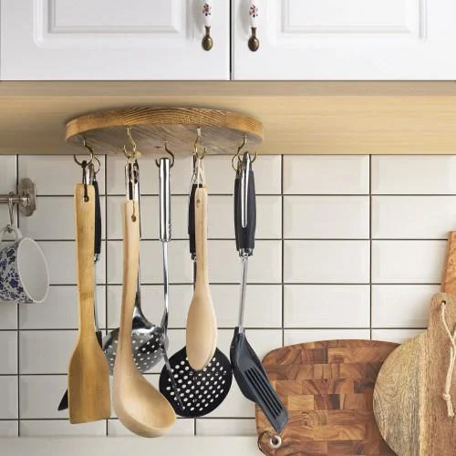 Under the Cabinet Utensil Hanger, Burnt Brown Wood