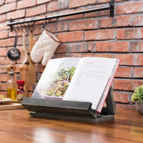 Vintage Gray Wood Folding Cookbook Stand