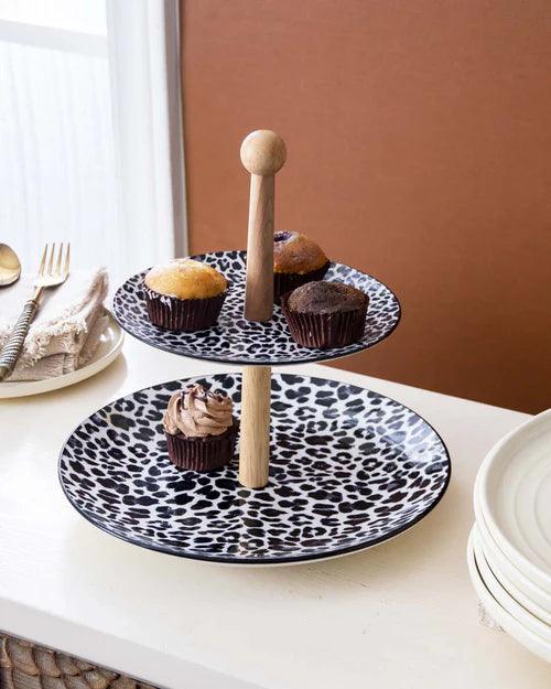 Wavy Leopard 2-Tier Cake Stand