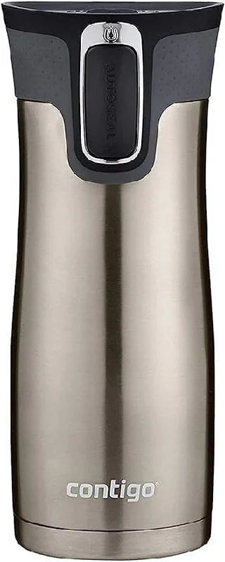 West Loop Stainless Steel Travel Mug with AUTOSEAL Lid, 16oz., Stainless Steel/Black