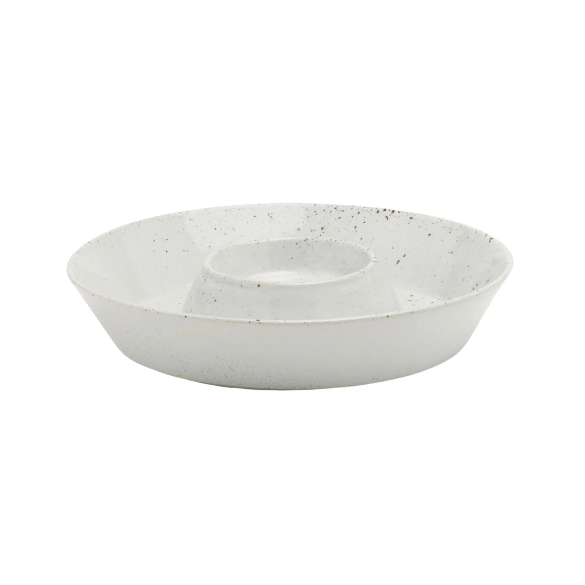 White Salt Glaze Chip and Dip Stoneware Bowl