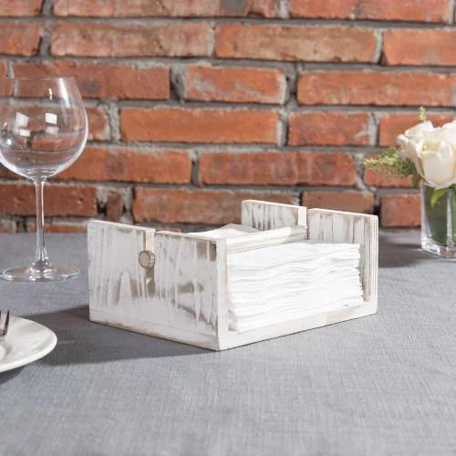 Whitewashed Wood Napkin Holder