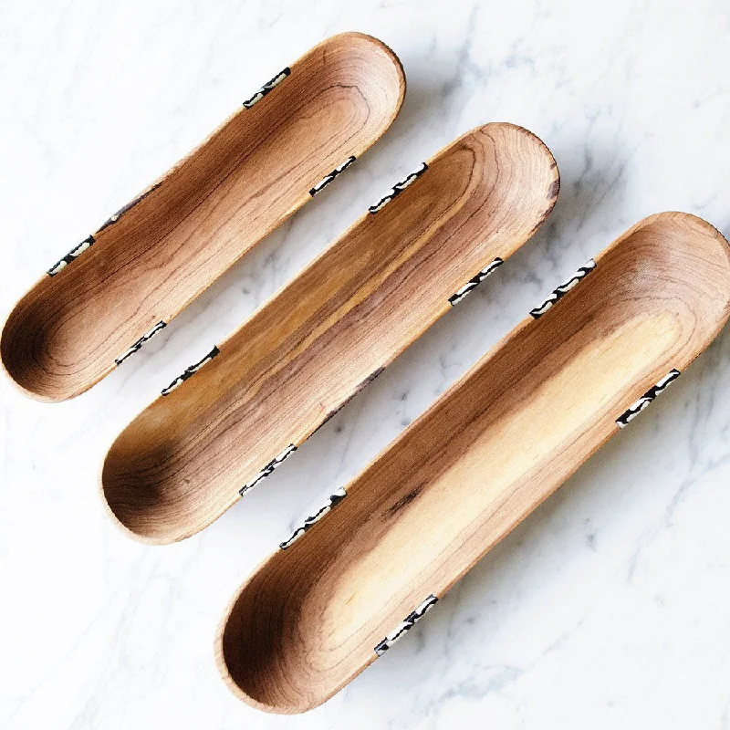 Wild Olive Wood Cracker Tray Set