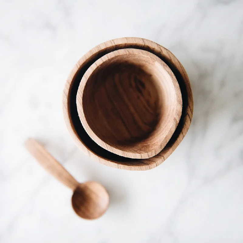 Wild Olive Wood Cream and Sugar Set