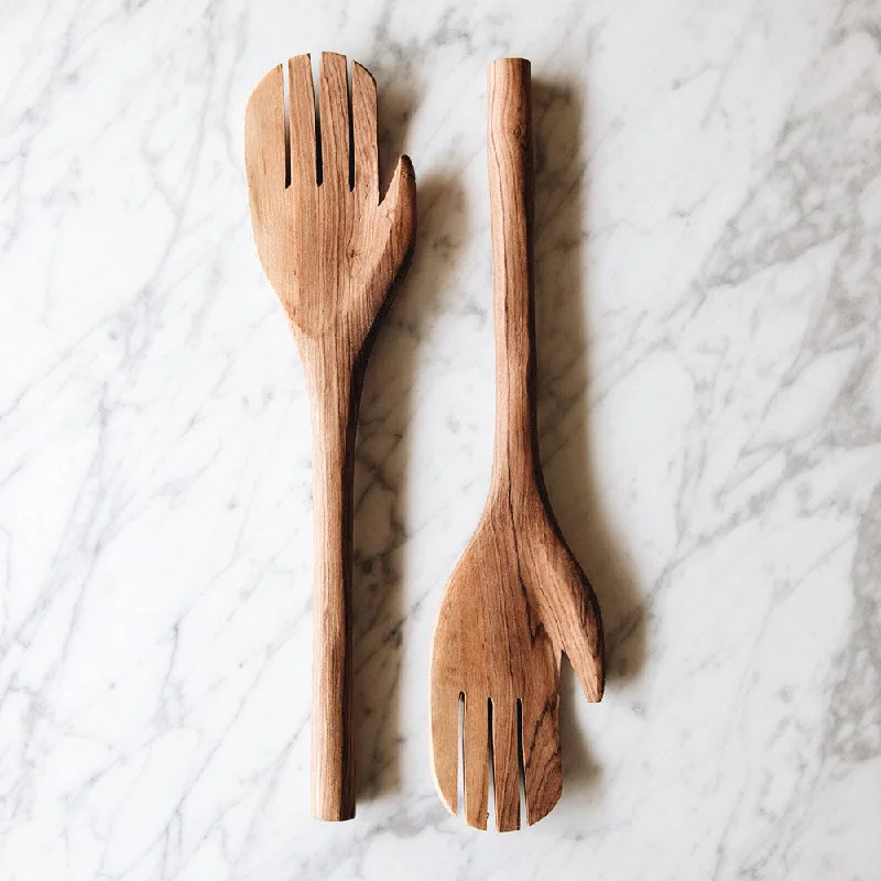 Wild Olive Wood Hand Salad Servers