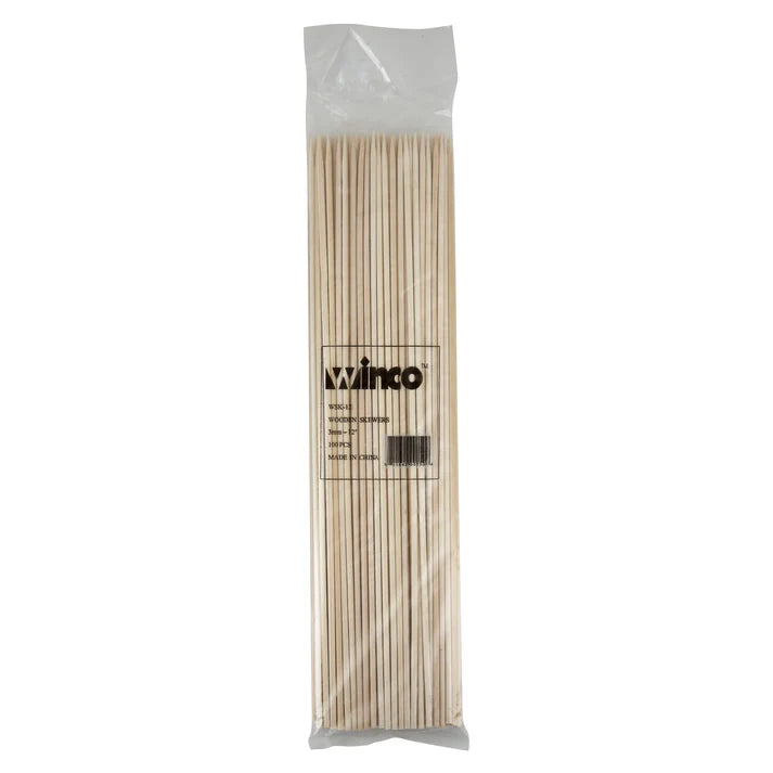 Winco 12" Bamboo Skewers, 100 /Pack - WSK-12