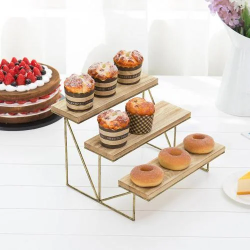 Wood & Brass Cupcake Display Riser