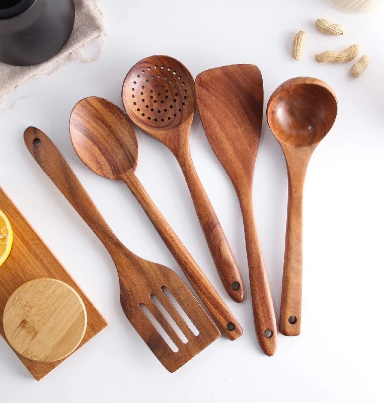 Wooden Cooking Utensils Set Nonstick (Set of 6)